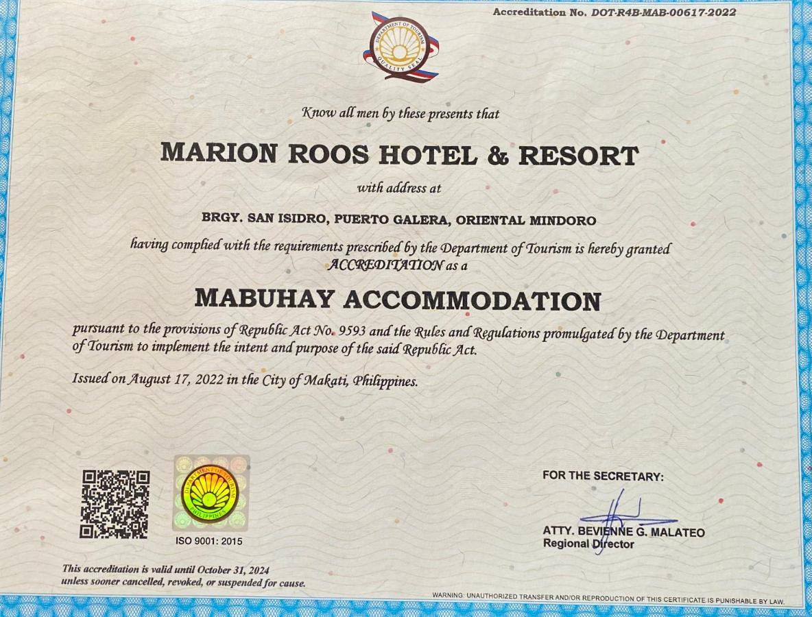 Marion Roos Hotel Puerto Galera Eksteriør bilde